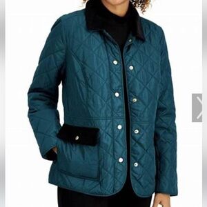 Quilted Corduroy-Trim Jacket in balsam, Size Small, New condition with tags